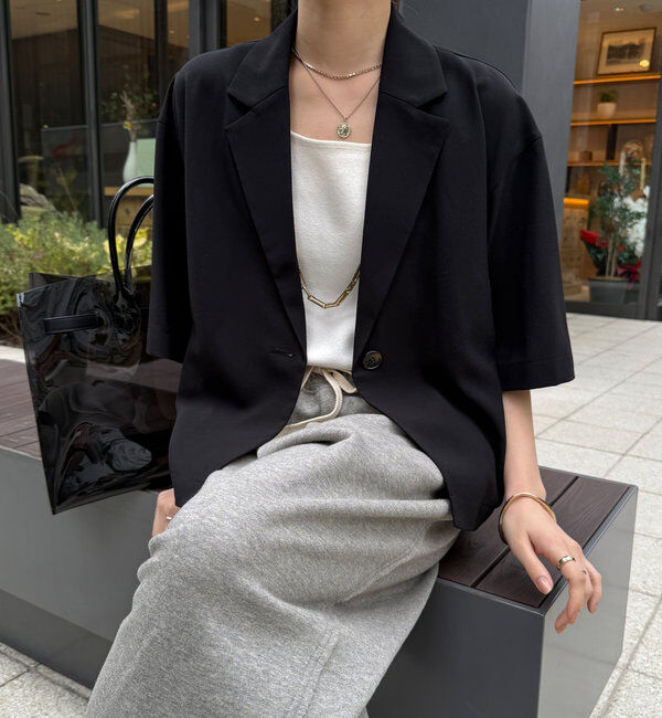  「接触冷感5分袖ジャケット」|テーラードジャケット|