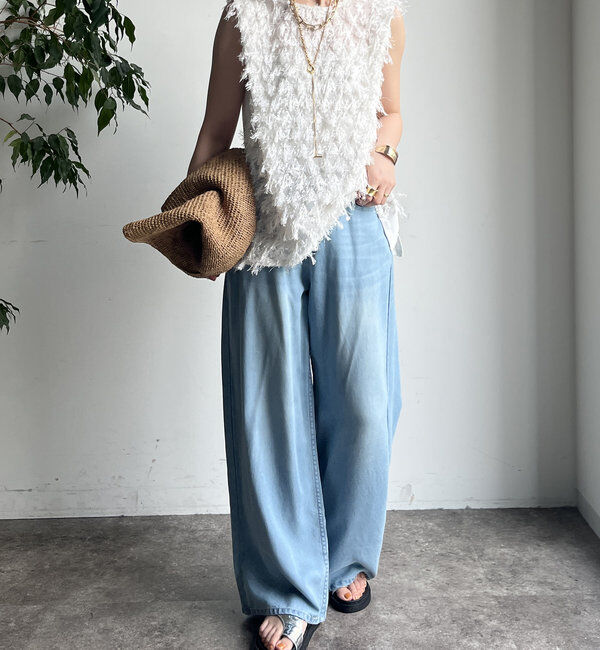  「【WEB限定】フェザー切替トップス」|シャツ・ブラウス|