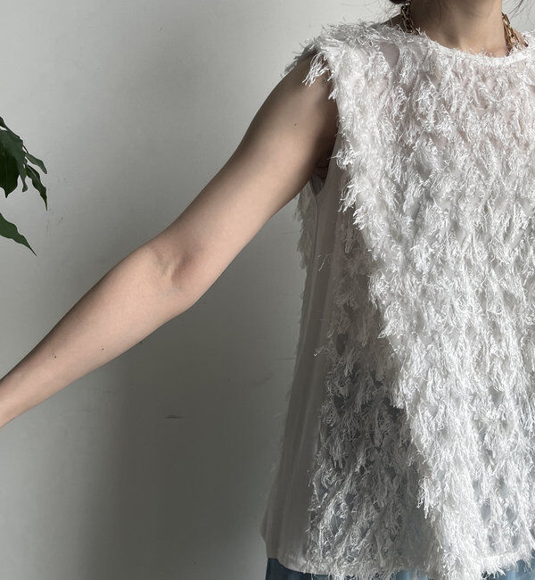  「【WEB限定】フェザー切替トップス」|シャツ・ブラウス|