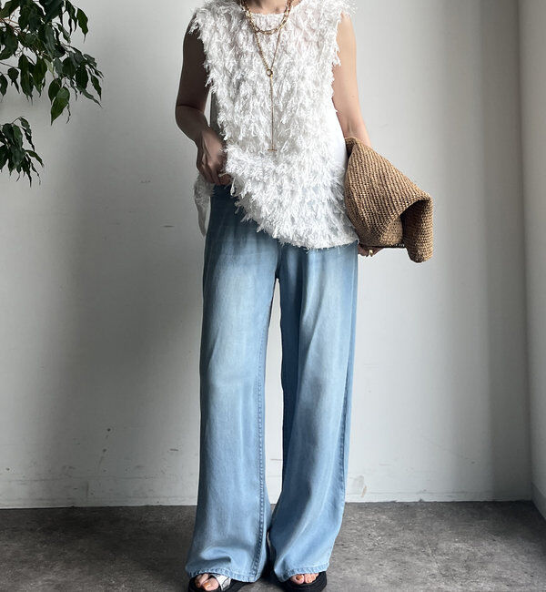  「【WEB限定】フェザー切替トップス」|シャツ・ブラウス|