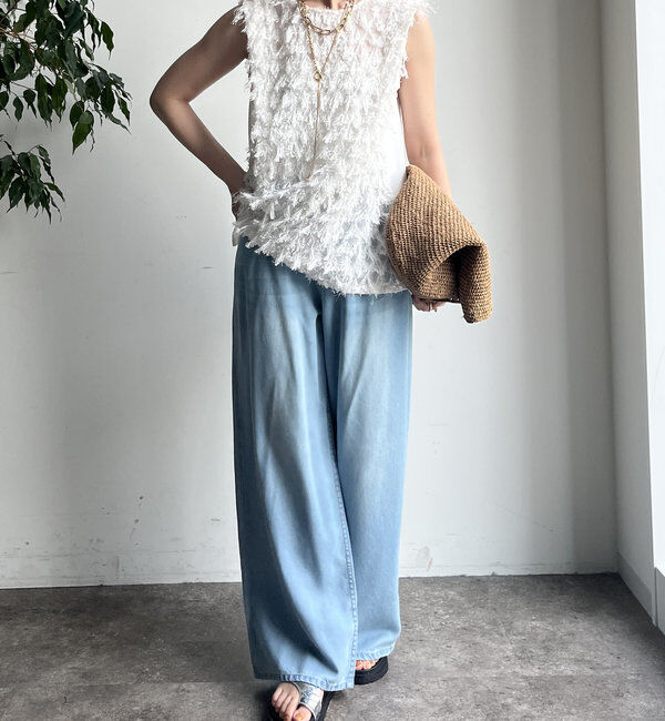  「【WEB限定】フェザー切替トップス」|シャツ・ブラウス|