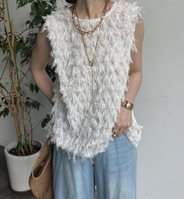  「【WEB限定】フェザー切替トップス」|シャツ・ブラウス|