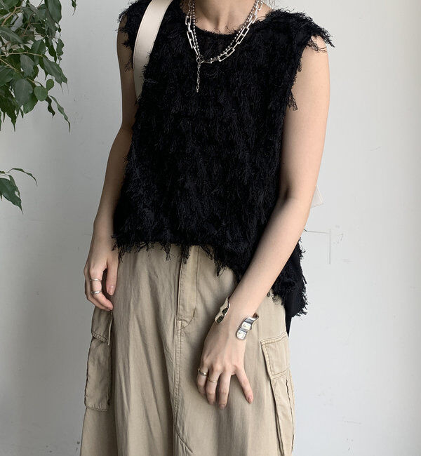  「【WEB限定】フェザー切替トップス」|シャツ・ブラウス|