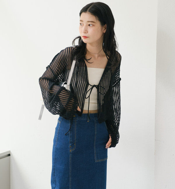  「【WEB限定/2サイズ展開】カットレースカーディガン」|Tシャツ・カットソー|