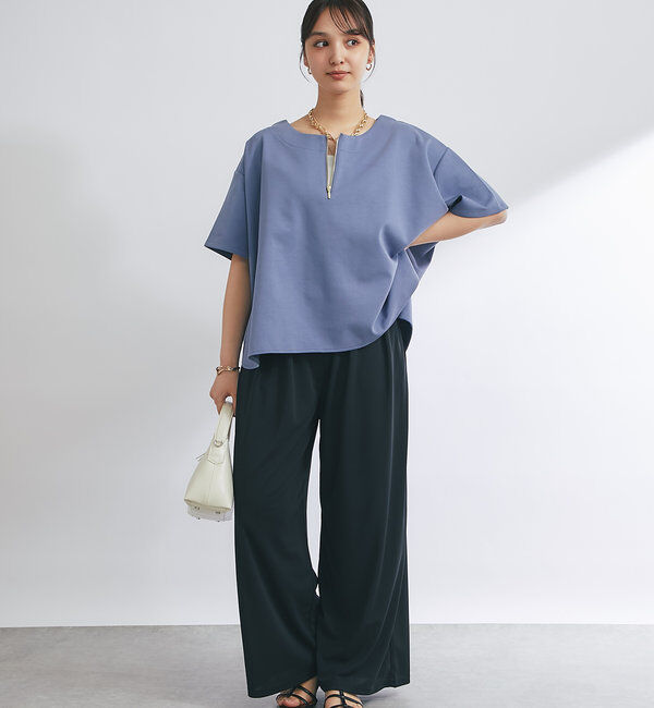  「《楽ちんきちんと見え》ハーフジップダンボールポンチョ」|Tシャツ・カットソー|