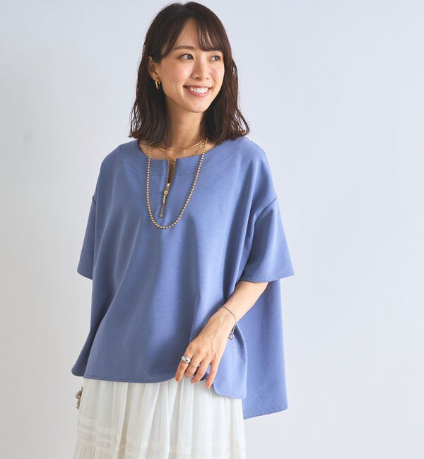  「《楽ちんきちんと見え》ハーフジップダンボールポンチョ」|Tシャツ・カットソー|