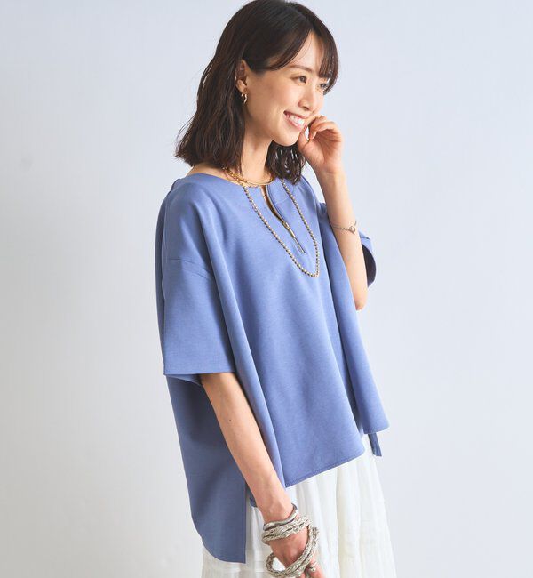  「《楽ちんきちんと見え》ハーフジップダンボールポンチョ」|Tシャツ・カットソー|