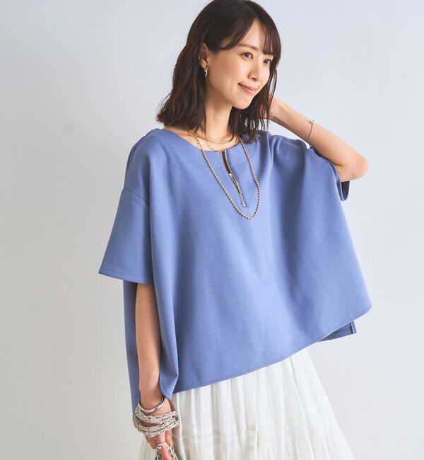  「《楽ちんきちんと見え》ハーフジップダンボールポンチョ」|Tシャツ・カットソー|