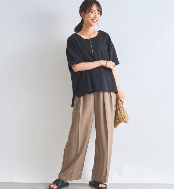  「《楽ちんきちんと見え》ハーフジップダンボールポンチョ」|Tシャツ・カットソー|