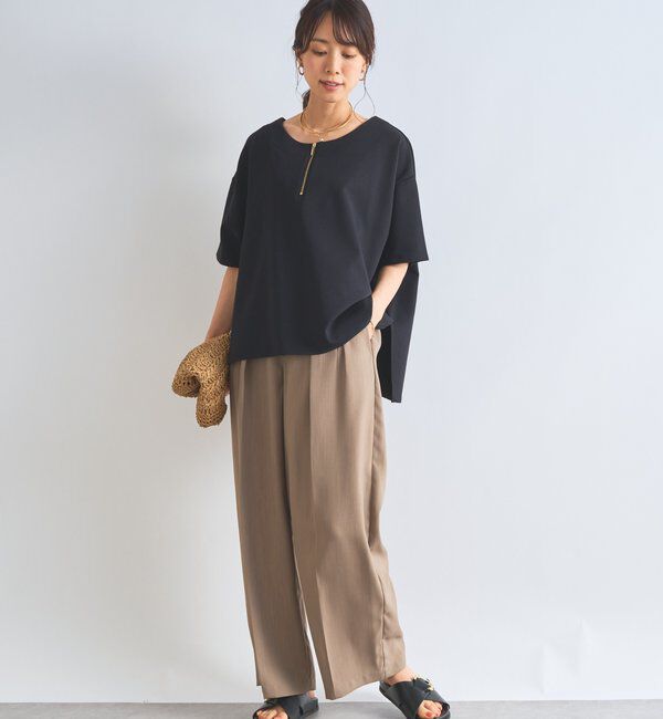  「《楽ちんきちんと見え》ハーフジップダンボールポンチョ」|Tシャツ・カットソー|