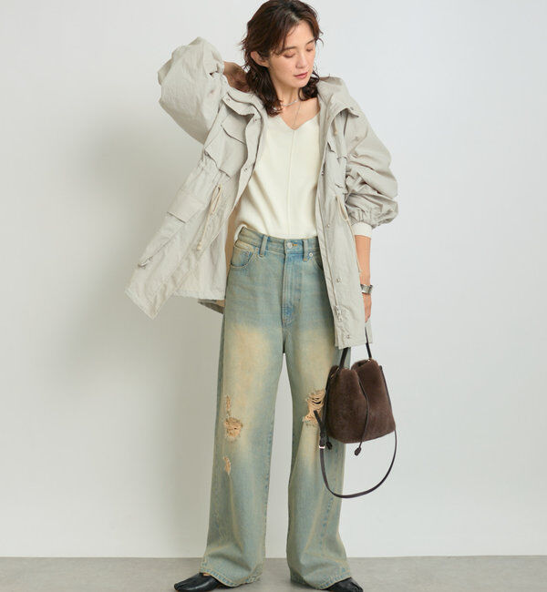  「【MONN.:.(モン)】ハイライズダメージDENIM」|デニム|