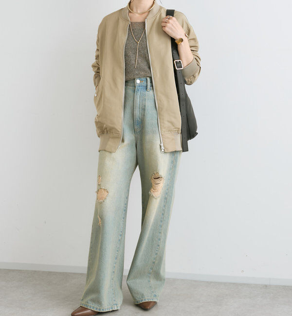  「【MONN.:.(モン)】ハイライズダメージDENIM」|デニム|