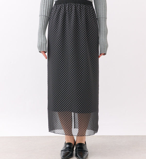  「【軽やかな足元に】ドットシフォンタイトスカート」|スカート|