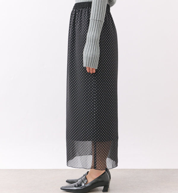  「【軽やかな足元に】ドットシフォンタイトスカート」|スカート|