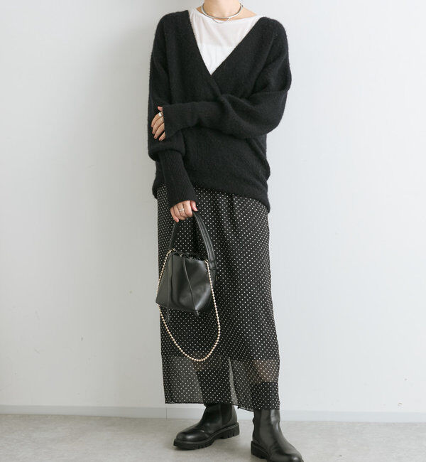  「【軽やかな足元に】ドットシフォンタイトスカート」|スカート|