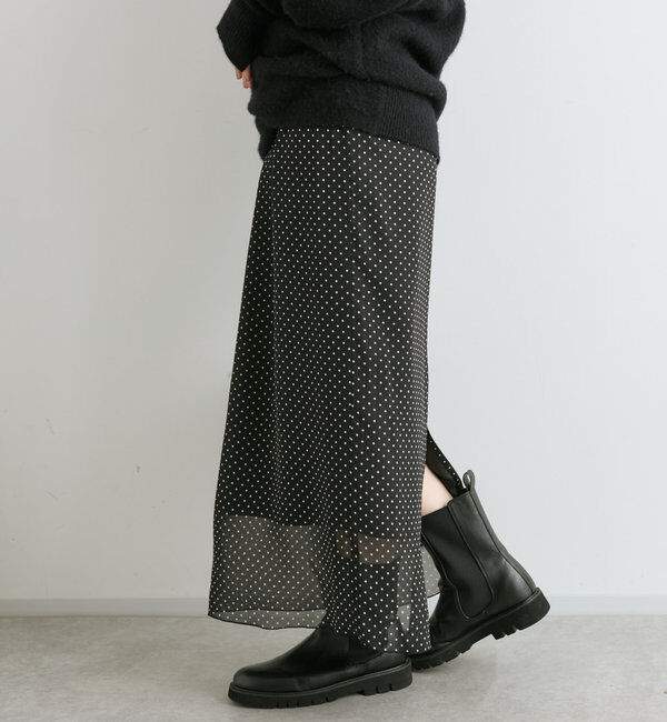  「【軽やかな足元に】ドットシフォンタイトスカート」|スカート|
