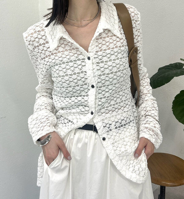  「襟付きレースカーディガン」|Tシャツ・カットソー|