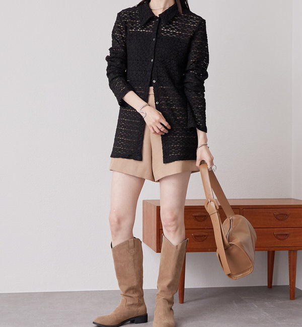  「襟付きレースカーディガン」|Tシャツ・カットソー|