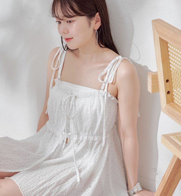  「【WEB限定/REVIVAL】肩リボンキャミチュニック水着３点セット」|ビキニ|