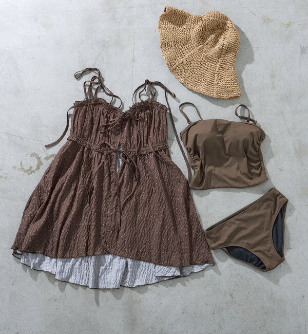  「【WEB限定/REVIVAL】肩リボンキャミチュニック水着３点セット」|ビキニ|