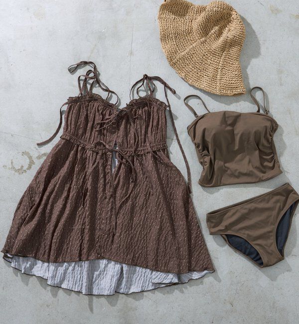  「【WEB限定/REVIVAL】肩リボンキャミチュニック水着３点セット」|ビキニ|ブラウンその他2