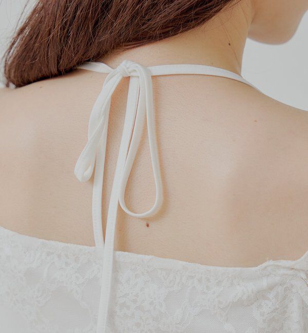  「フロントリボンレイヤードレーストップス」|Tシャツ・カットソー|