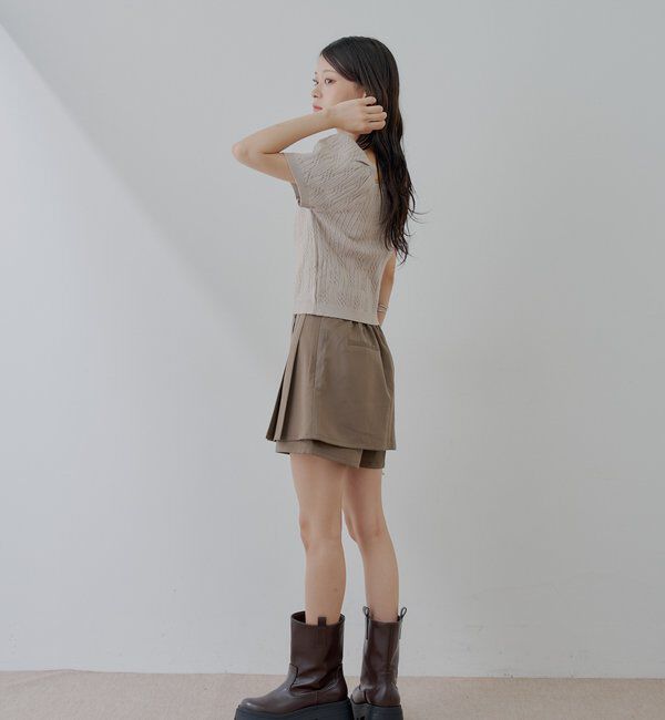  「ケーブルスクエア半袖ニット」|ニット・セーター|