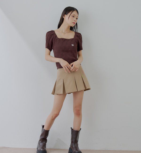  「ケーブルスクエア半袖ニット」|ニット・セーター|