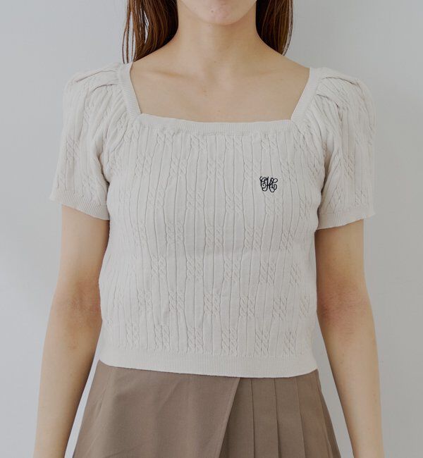  「ケーブルスクエア半袖ニット」|ニット・セーター|