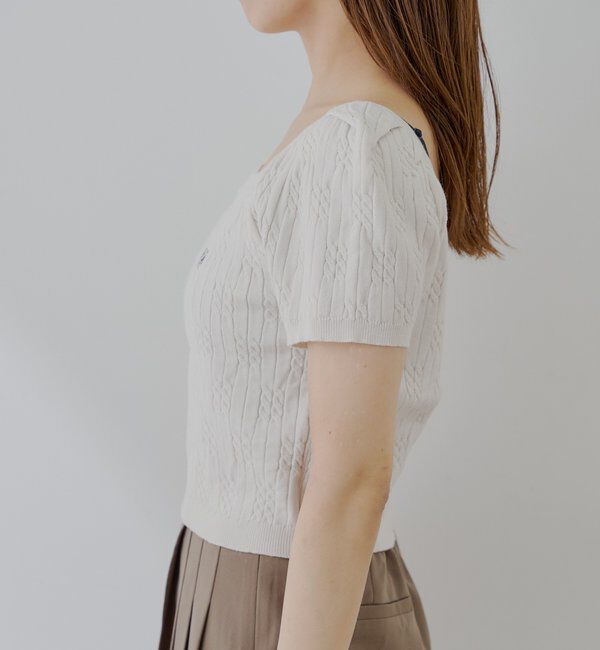  「ケーブルスクエア半袖ニット」|ニット・セーター|