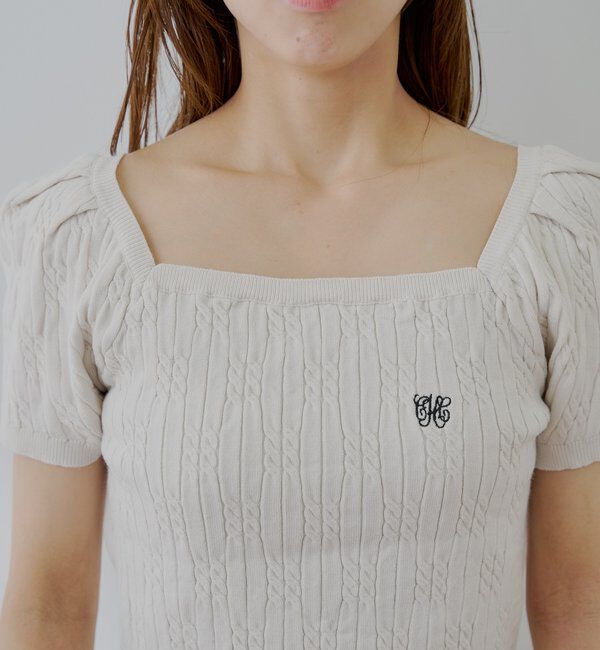  「ケーブルスクエア半袖ニット」|ニット・セーター|