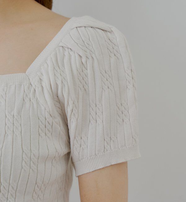  「ケーブルスクエア半袖ニット」|ニット・セーター|