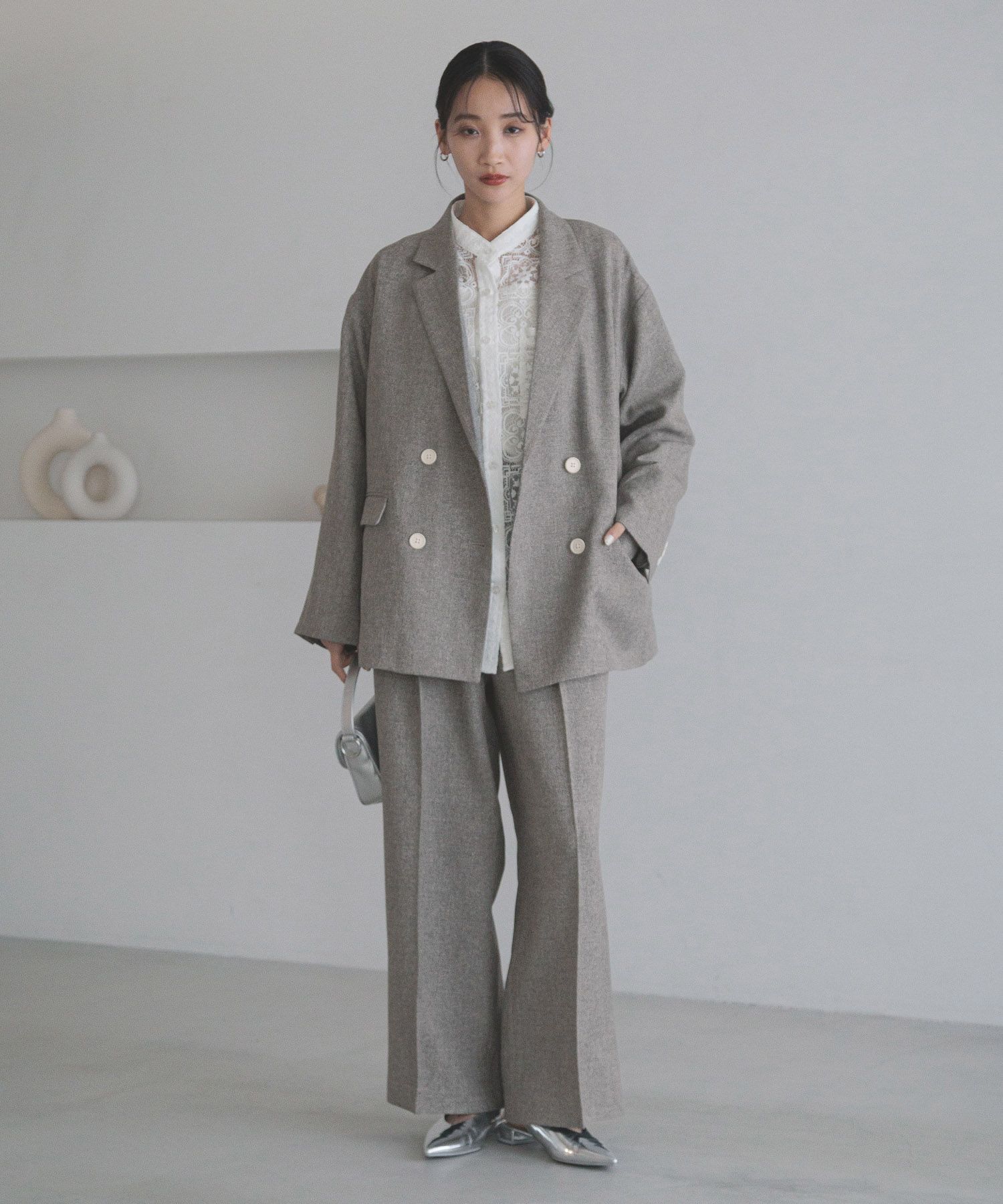 LOWRYS FARM「メランジツイルジャケット」|テーラードジャケット|GRY2