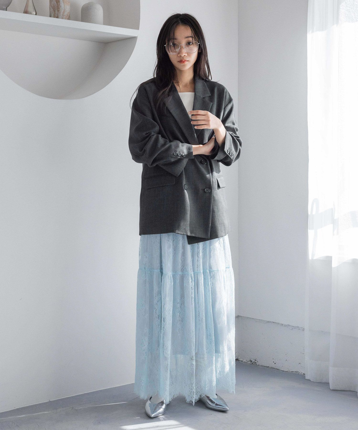 LOWRYS FARM「メランジツイルジャケット」|テーラードジャケット|