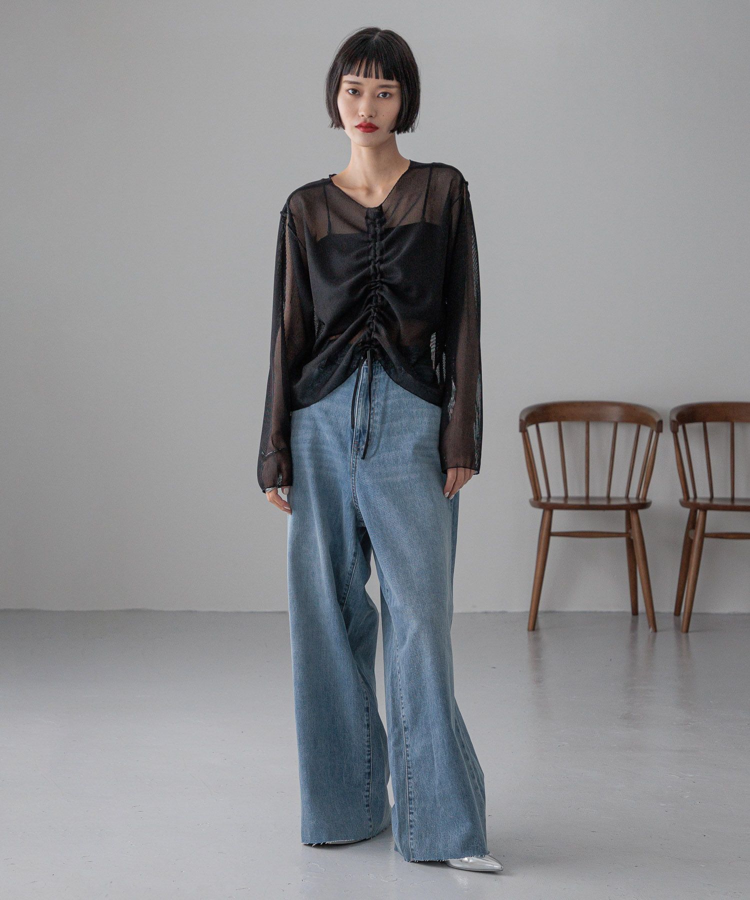 LOWRYS FARM「【前後着用可能】シャーリングシアーラッセルプルオーバー」|Tシャツ・カットソー|