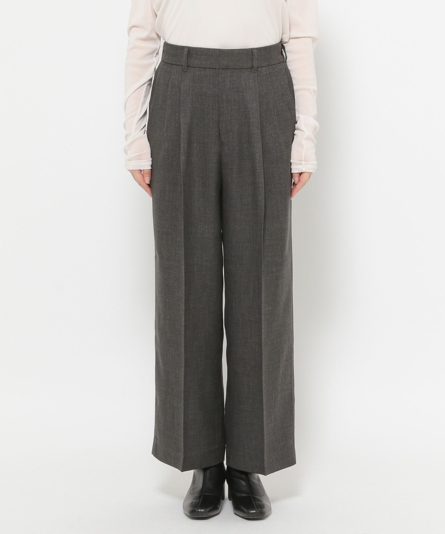 LOWRYS FARM「メランジツイルワイドパンツ」|チノ|