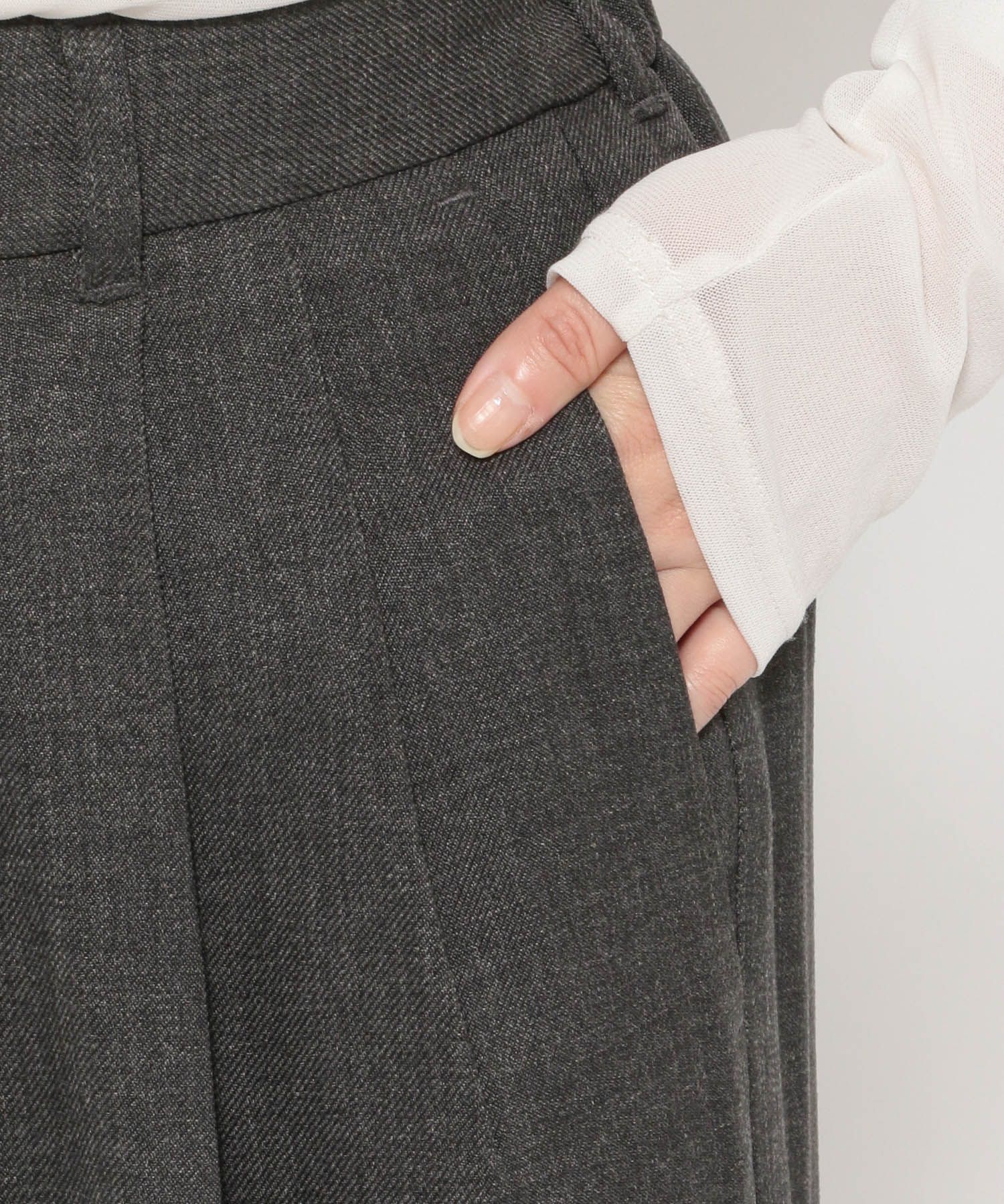 LOWRYS FARM「メランジツイルワイドパンツ」|チノ|