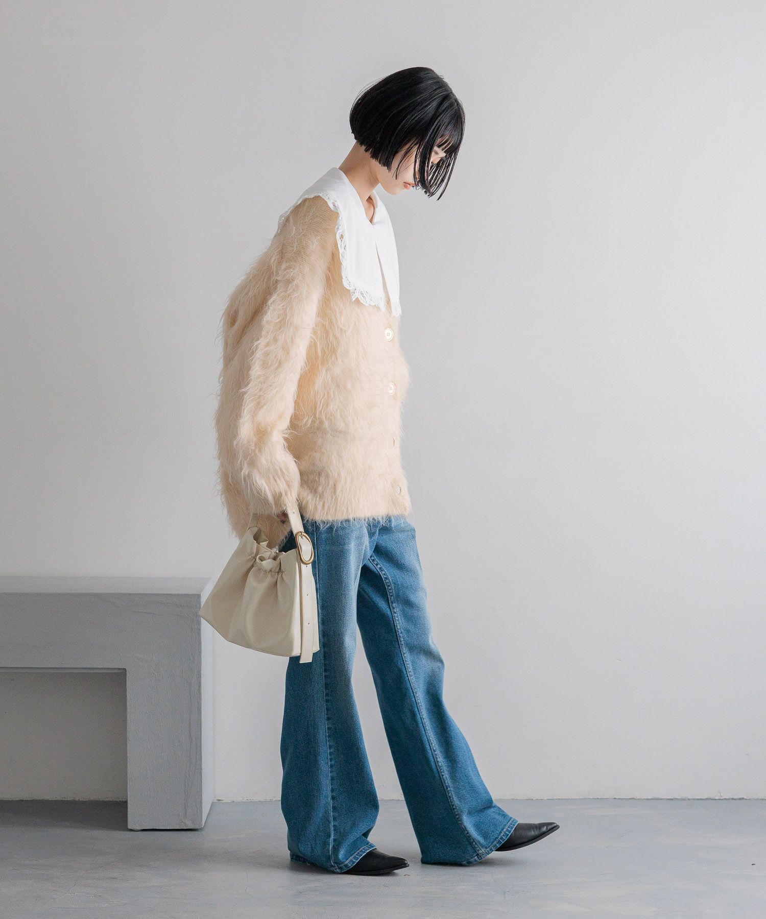 LOWRYS FARM「シャギーロングVカーディガン」|ニット・セーター|