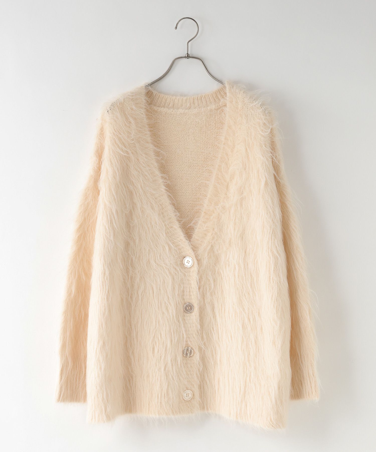 LOWRYS FARM「シャギーロングVカーディガン」|ニット・セーター|