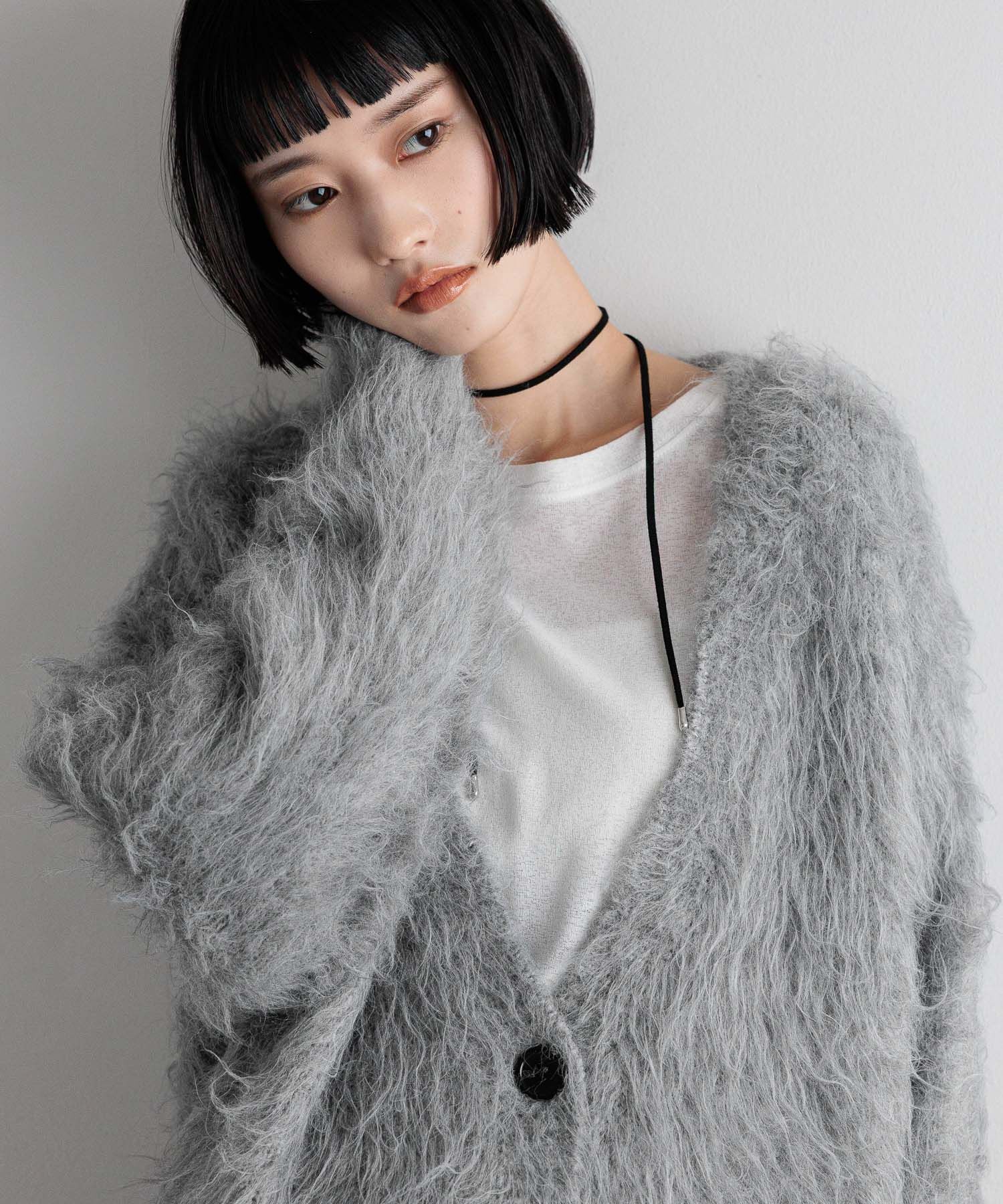 LOWRYS FARM「シャギーロングVカーディガン」|ニット・セーター|