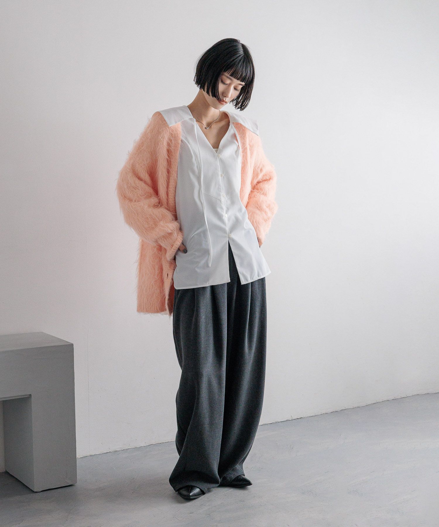 LOWRYS FARM「シャギーロングVカーディガン」|ニット・セーター|