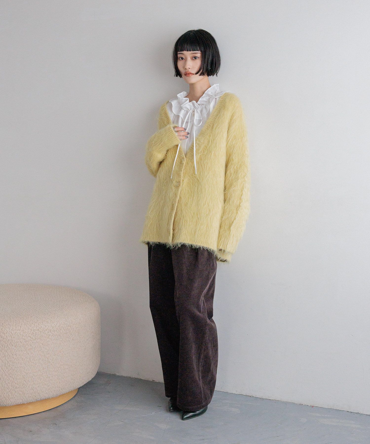 LOWRYS FARM「シャギーロングVカーディガン」|ニット・セーター|