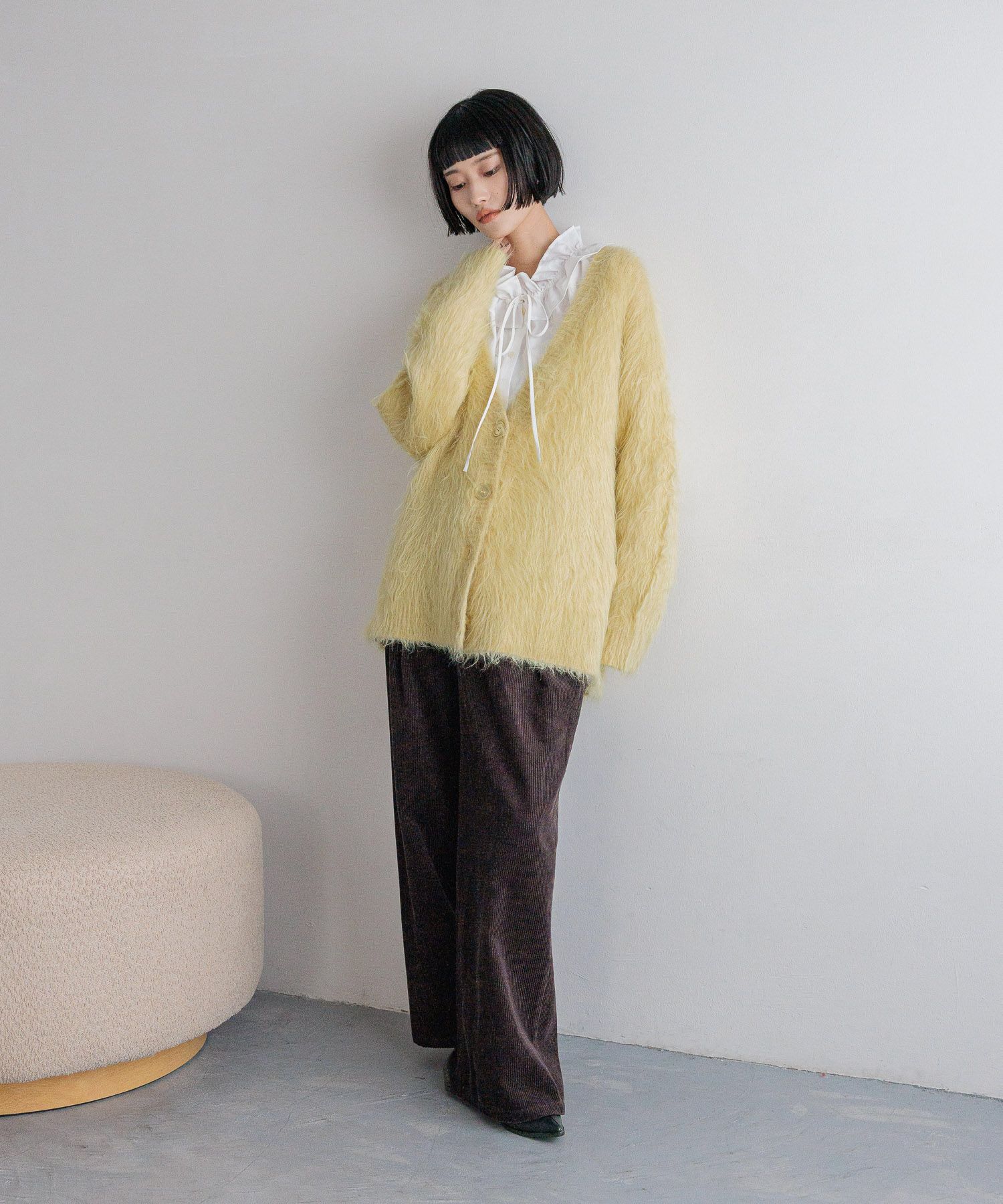 LOWRYS FARM「シャギーロングVカーディガン」|ニット・セーター|