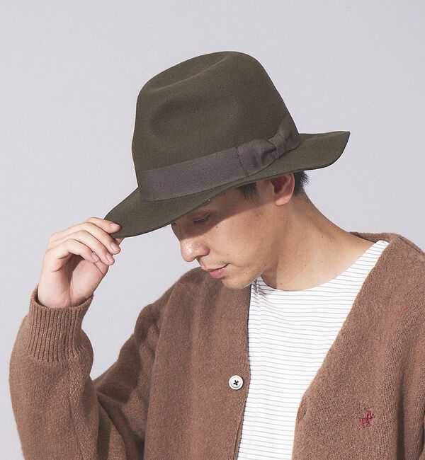 ABAHOUSE「【RUBEN/ルーベン】OPEN CROWN FELT HAT/フェルトハット」|その他|カーキ