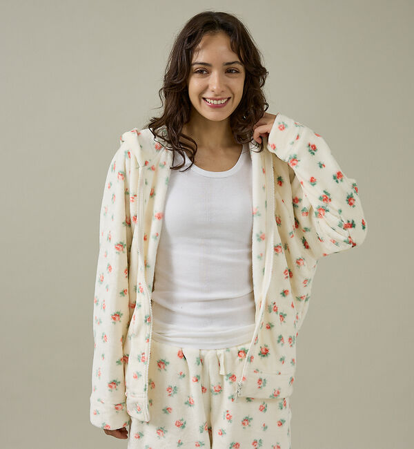 Rouge vif「【JEMORGAN / ジェーイーモーガン】フリース花柄フルジップパーカー/JF」|パーカー|