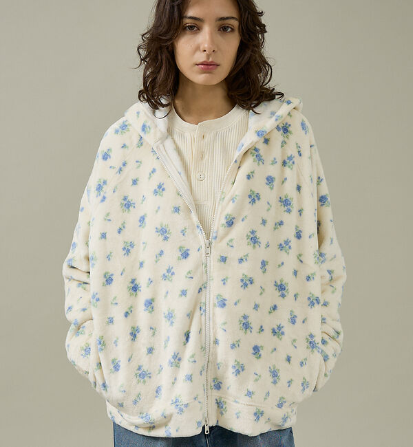Rouge vif「【JEMORGAN / ジェーイーモーガン】フリース花柄フルジップパーカー/JF」|パーカー|ブルー