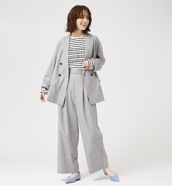 abahouse mavie「【LEE掲載・セットアップ対応】メランジ調ダブルジャケット/リネンライクジャケッ」|テーラードジャケット|