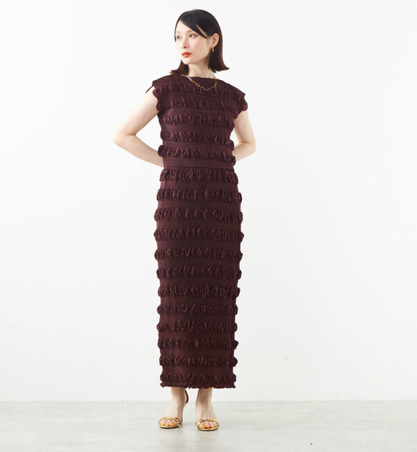 SOFFITTO「クロワッサンプリーツタイトスカート」|スカート|ブラウン系その他