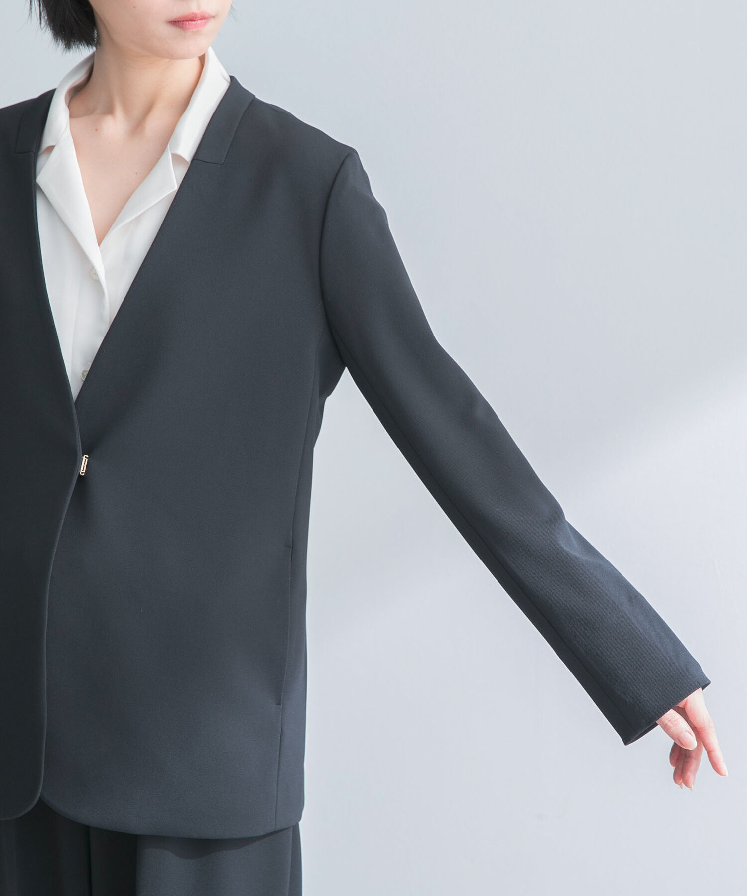 URBAN RESEARCH ROSSO「ストレッチツイルノーカラージャケット」|ノーカラージャケット|