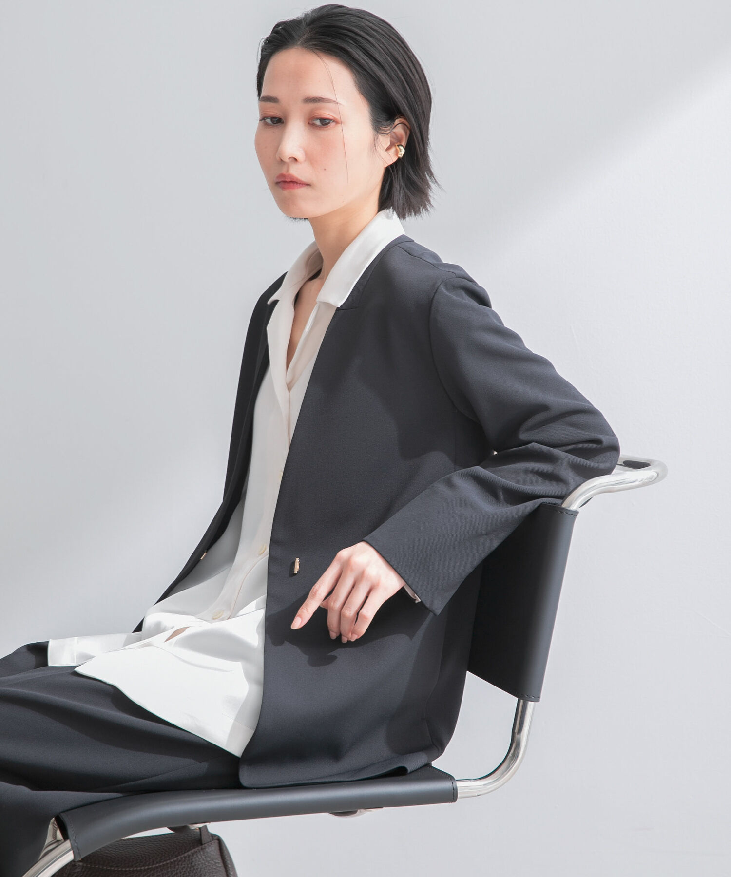 URBAN RESEARCH ROSSO「ストレッチツイルノーカラージャケット」|ノーカラージャケット|